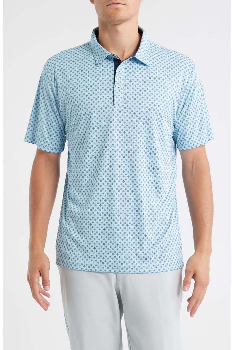 Hazelwood Modern Fit Foulard Print Performance Golf Polo, Main, color, SKY NAVY