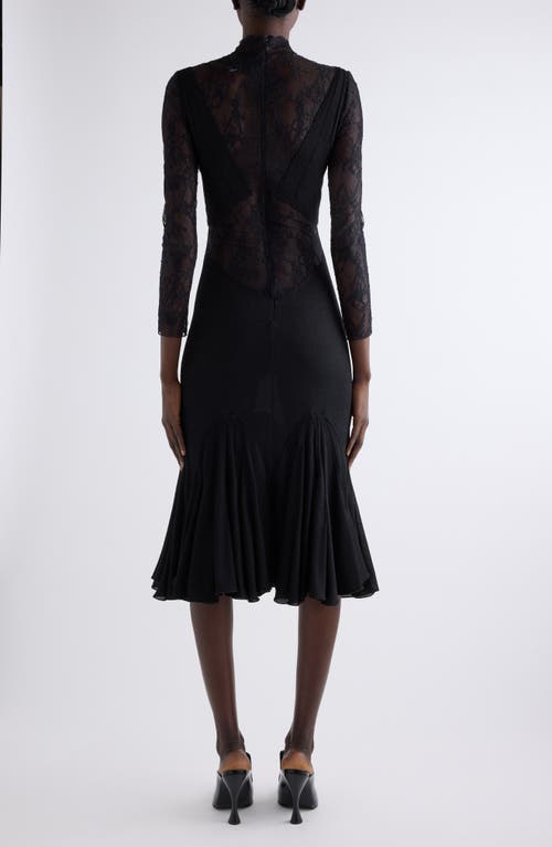 Givenchy Bracelet-sleeve Lace Inset Midi Dress In Black