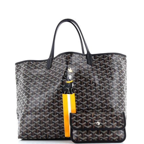 Pre-owned Goyard  Goyard Saint Louis Tote Printed Coated Canvas Gm In Black