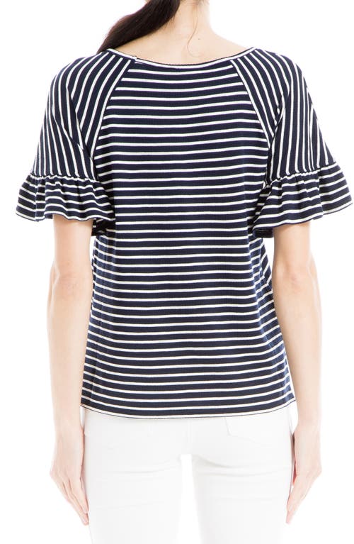 Max Studio Stripe Flutter Sleeve Top In Multi