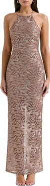 HOUSE OF CB Giada Beaded Halter Gown