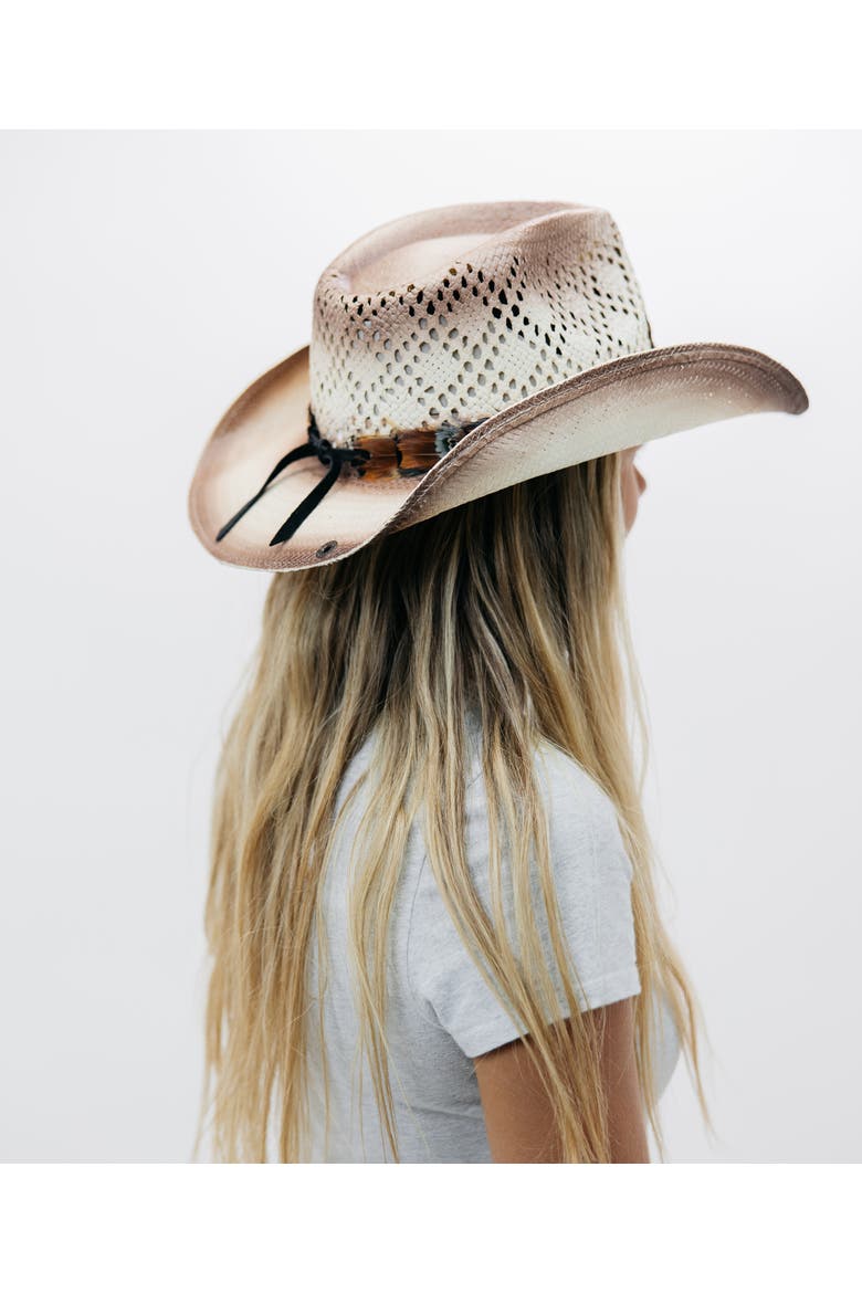 Barred Feathered Straw Drifter, Alternate, color, TEA STAIN