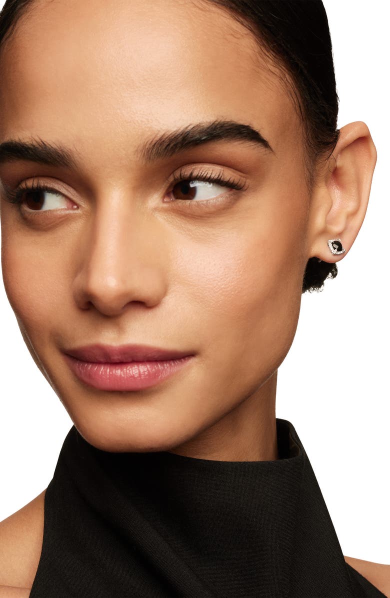 David Yurman Petite Chatelaine<sup>®</sup> Pavé Bezel Stud Earrings with Semiprecious Stone and Diamonds, Alternate, color, Silver Pave/ Black Onyx