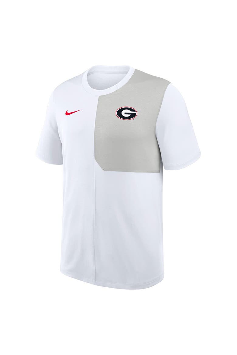 Men's Nike White Georgia Bulldogs 2025 Sideline UV Performance Coach T-Shirt, Alternate, color, White