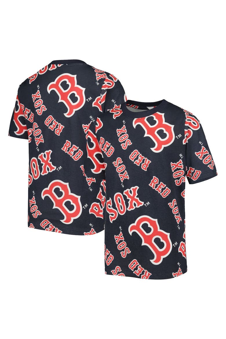 Youth Stitches Navy Boston Red Sox Allover Team T-Shirt, Main, color, Navy