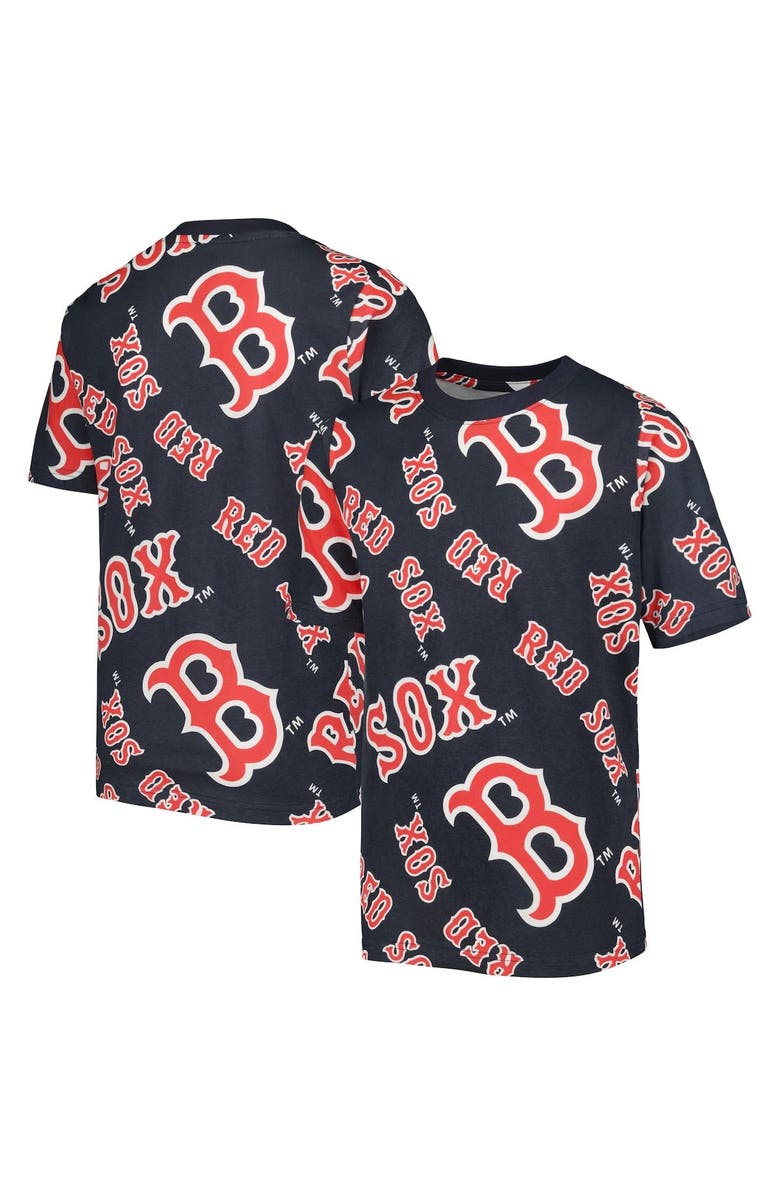 STITCHES Youth Stitches Navy Boston Red Sox Allover Team T-Shirt, Main, color, Navy
