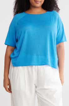 Eileen Fisher Elbow Sleeve Organic Linen & Organic Cotton Sweater