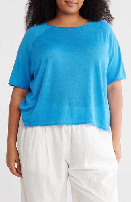 Eileen Fisher Elbow Sleeve Organic Linen & Organic Cotton Sweater