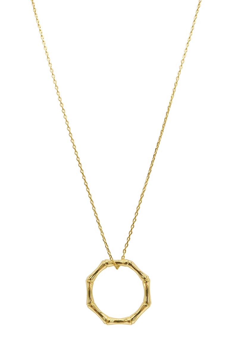 14K Yellow Gold Plated Bamboo Textured Necklace, Main, color, YELLOW