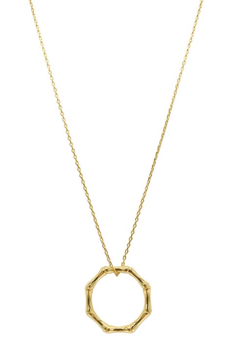 14K Yellow Gold Plated Bamboo Textured Necklace