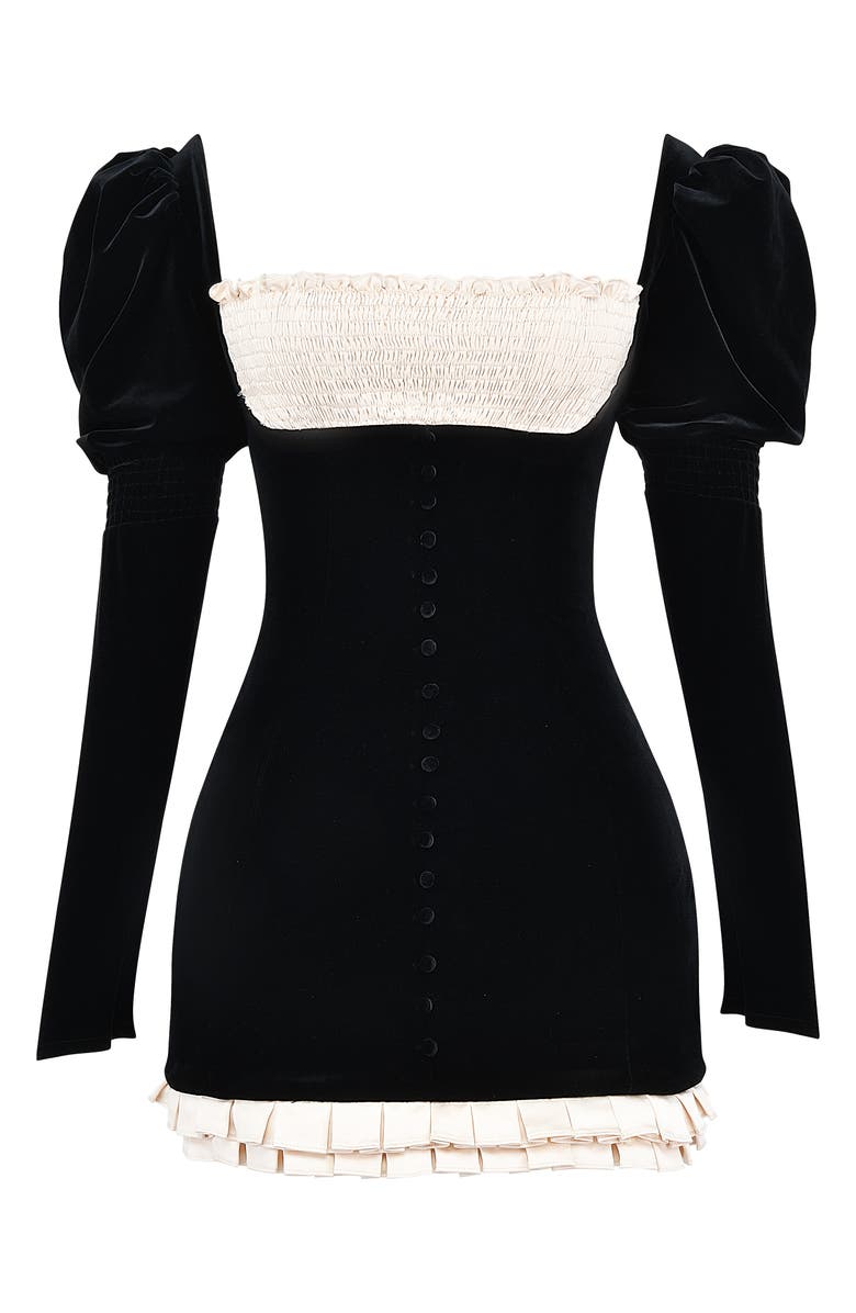 Azaria Long Sleeve Colorblock Velvet Minidress