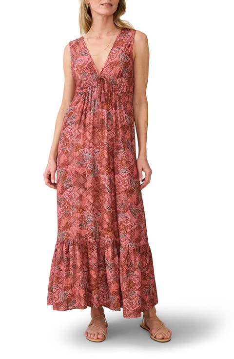 Eden Floral Print Ruffle Hem Sleeveless Maxi Dress