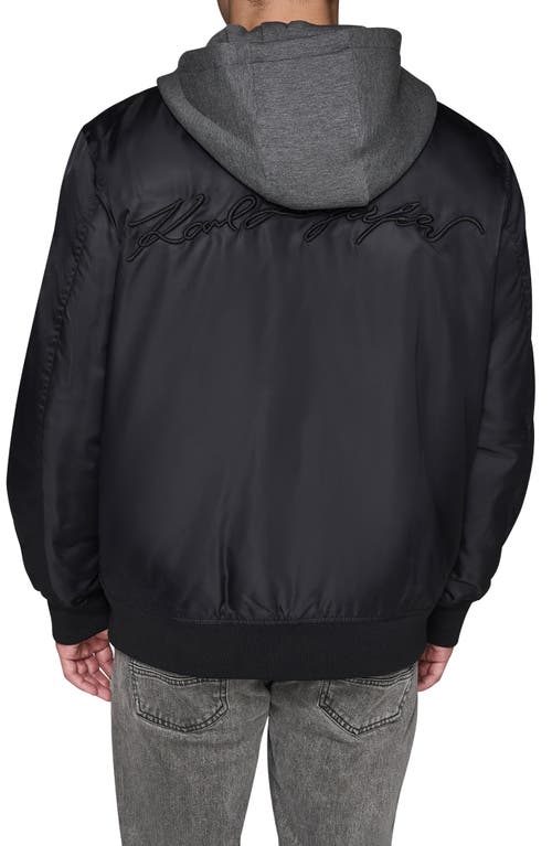 Karl Lagerfeld Paris Full Zip Bomber Jacket In Black