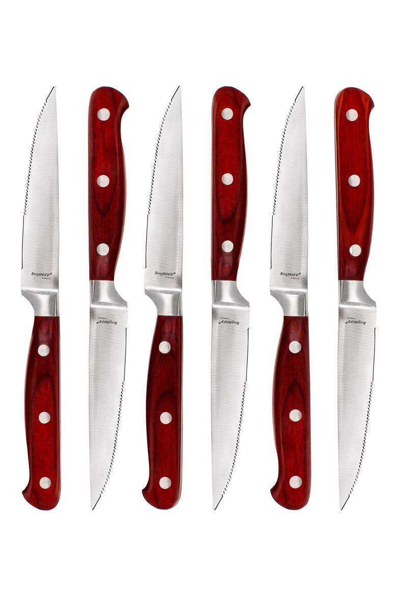 Pakka Wood 6-Piece Steak Knife Set, Alternate, color, BROWN