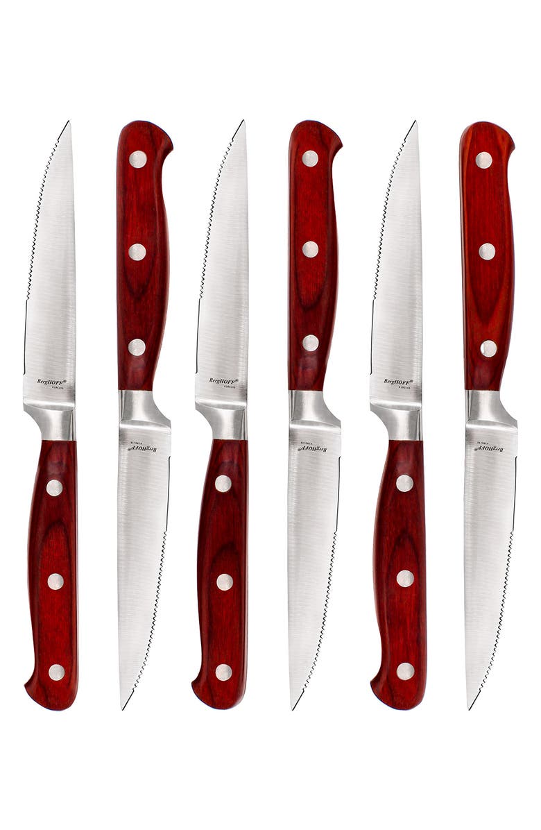BergHOFF Pakka Wood 6-Piece Steak Knife Set, Alternate, color, Brown