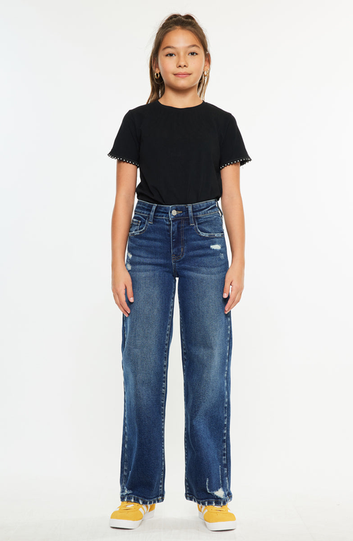 Kancan Dania High Rise Wide Leg Kids Jeans In Multi