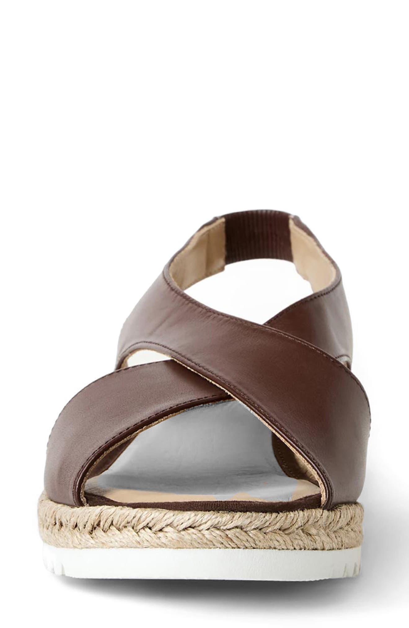 Adelina Weatherproof Slingback Espadrille Platform Wedge Sandal, Alternate, color, ASH BROWN LEATHER