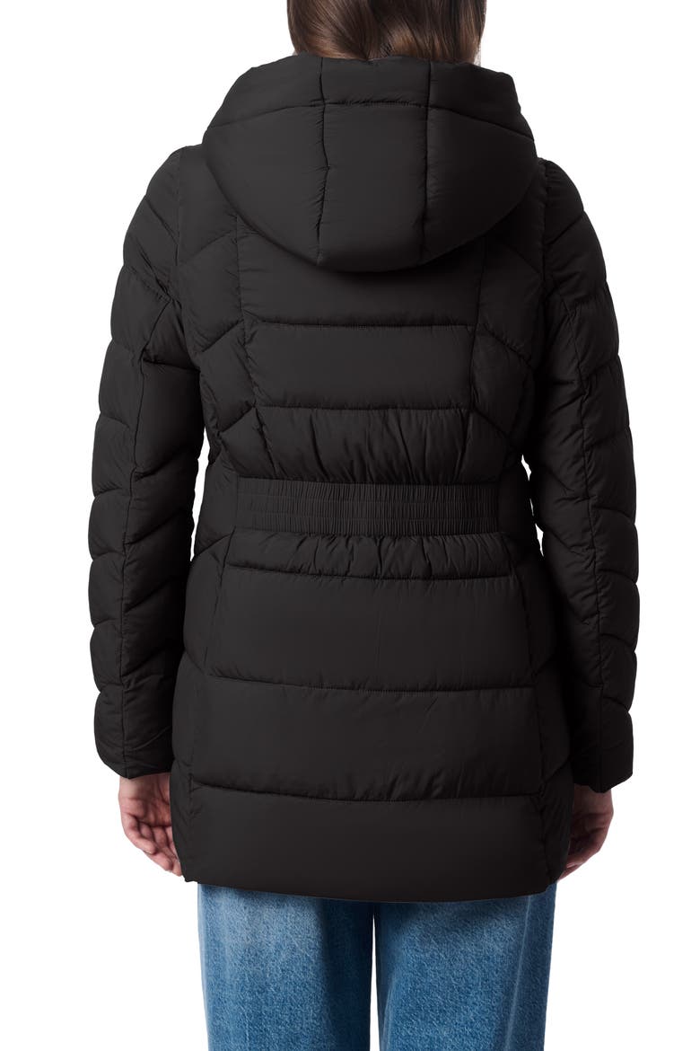 Hooded Puffer Jacket with Bib, Alternate, color, BLACK