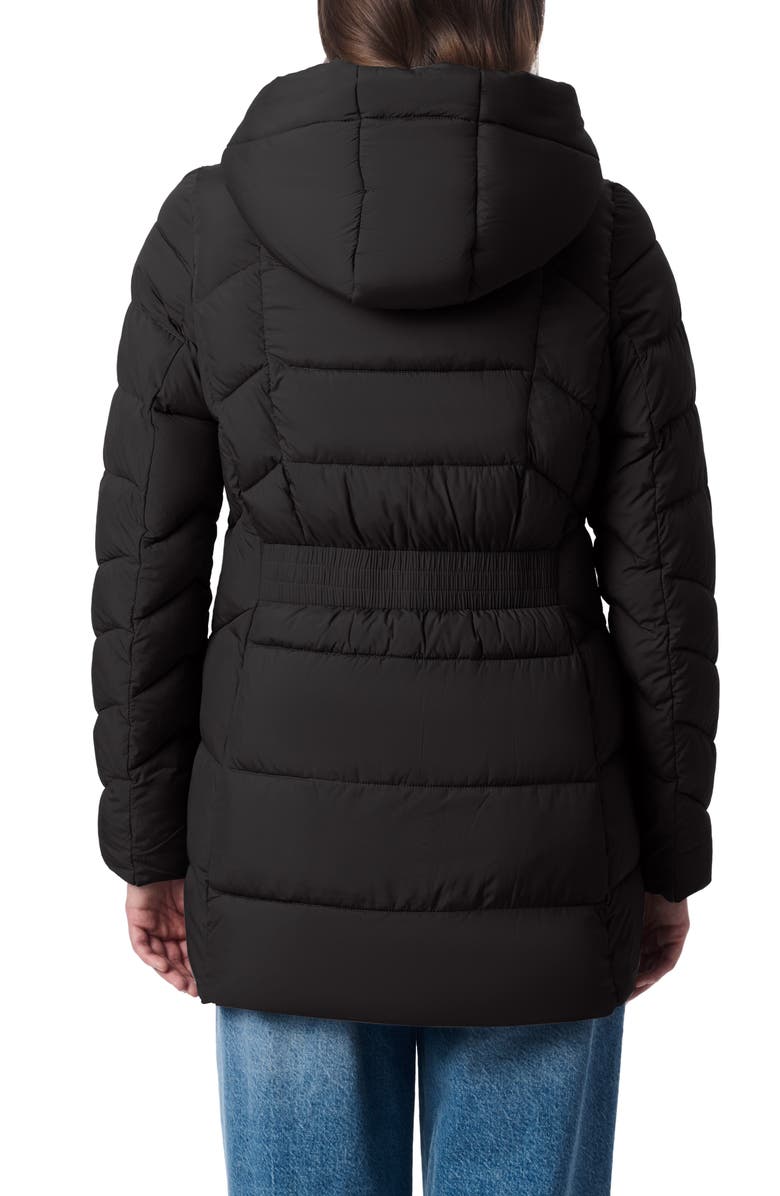 Bernardo Hooded Puffer Jacket with Bib, Alternate, color, Black