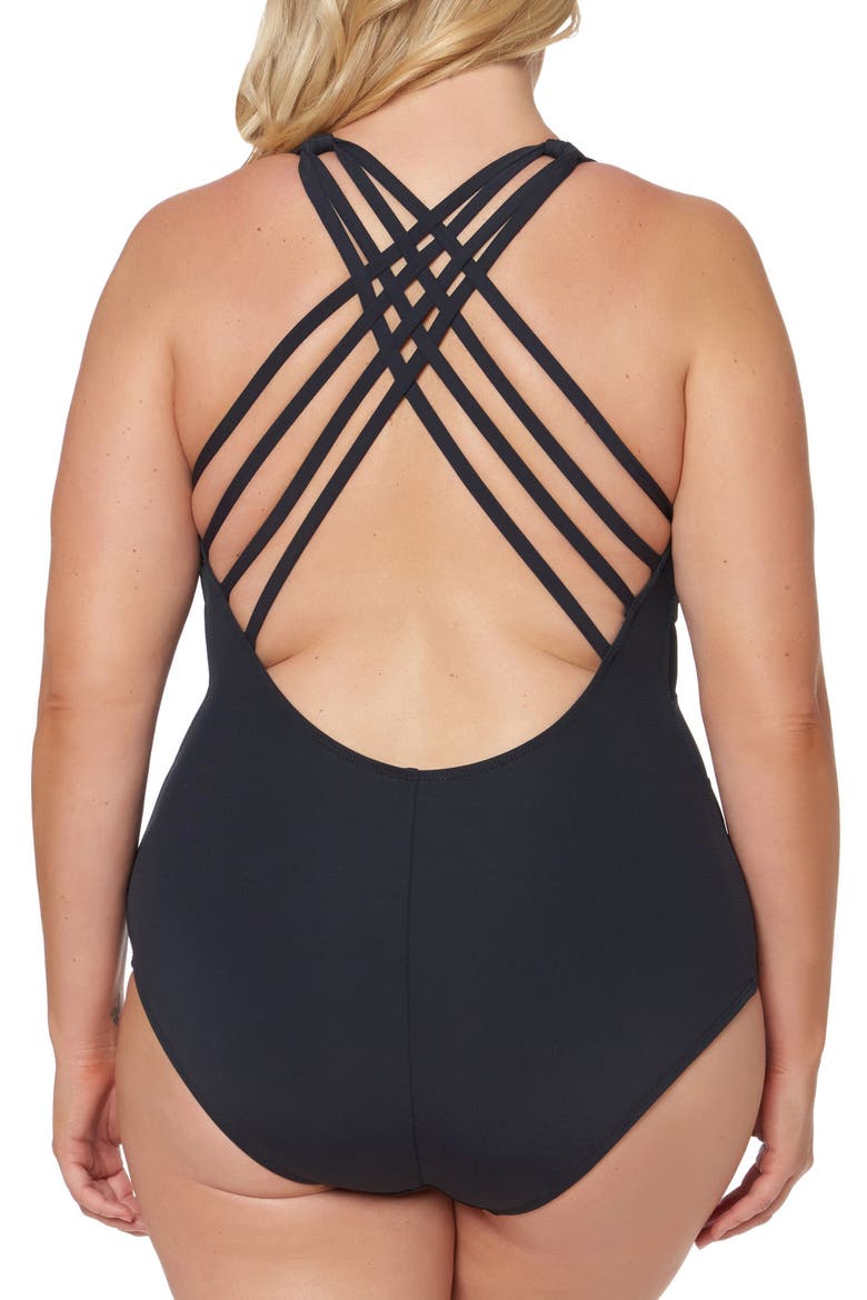 Bleu by Rob Beattie Mesh One-Piece Swimsuit, Alternate, color, BLACK