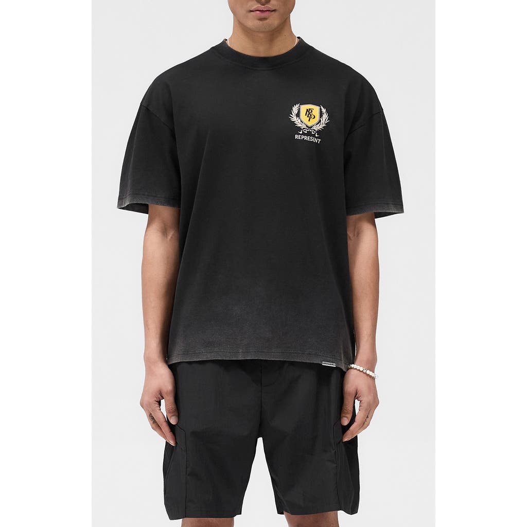 Represent Crest Oversize Graphic T-Shirt in Vintage Black  product