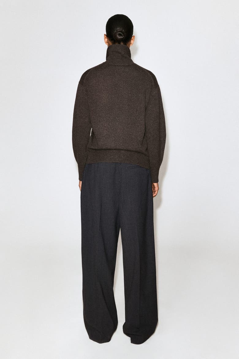 Sculpted Pure Cashmere Mock-neck Cardigan, Alternate, color, BROWN MÉLANGE