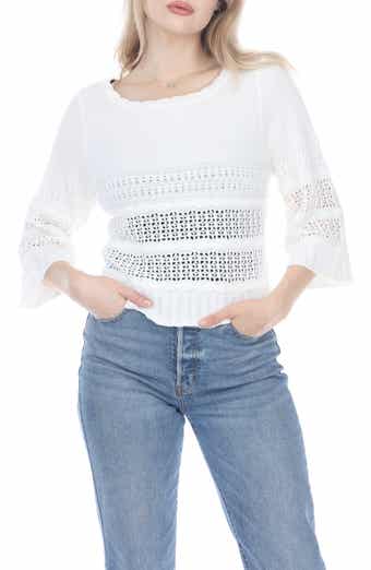 RAIN AND ROSE Cropped Bell Sleeve Sweater