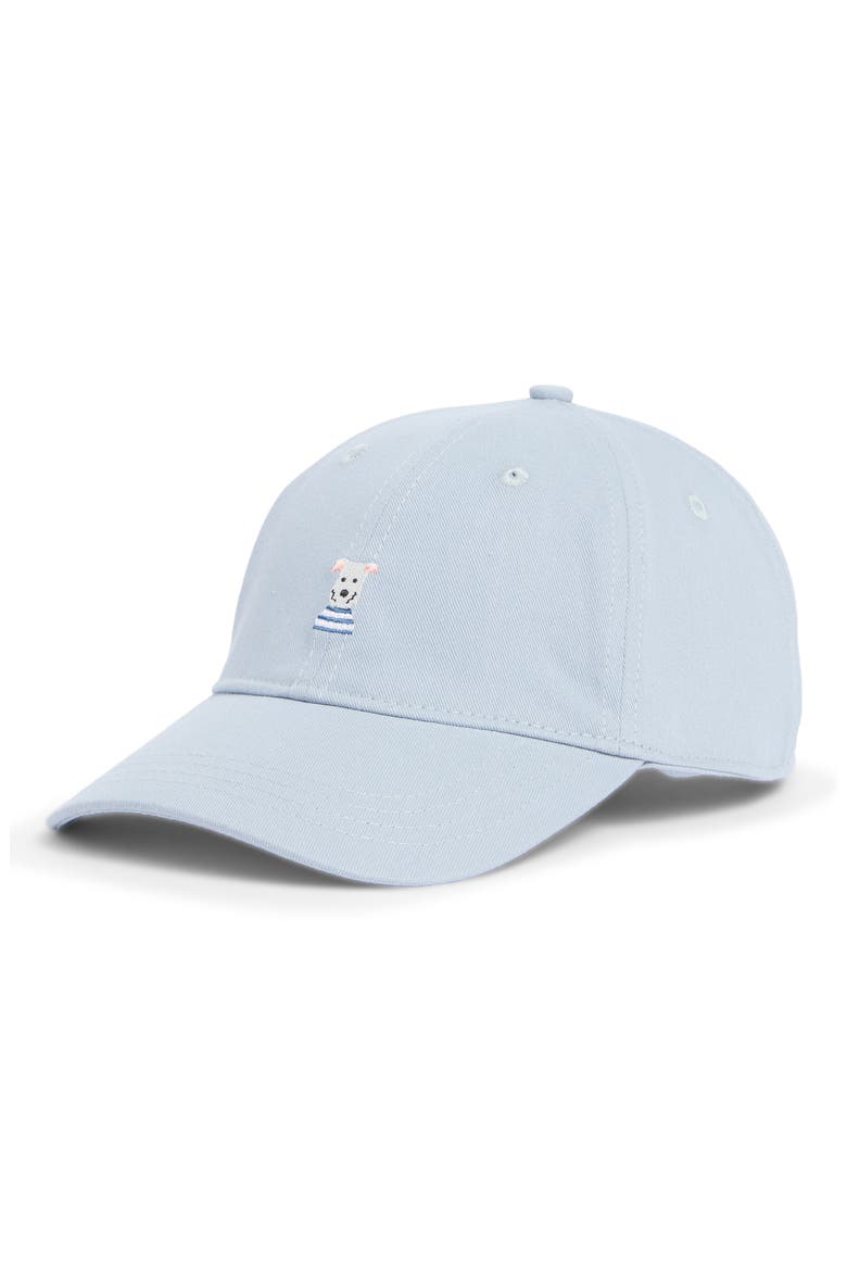 Sandy Paws Embroidered Cotton Canvas Baseball Cap, Main, color, BABY BLUE