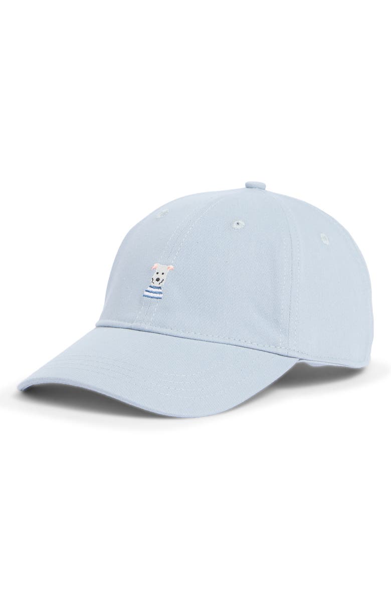FRASIER STERLING Sandy Paws Embroidered Cotton Canvas Baseball Cap, Main, color, Baby Blue