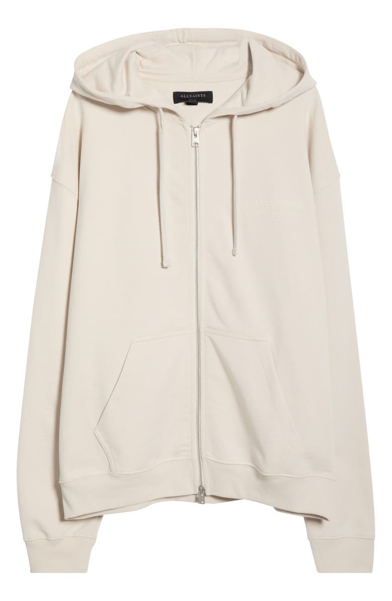 AllSaints Xander Cotton Zip-Up Hoodie, Main, color, Dusk White