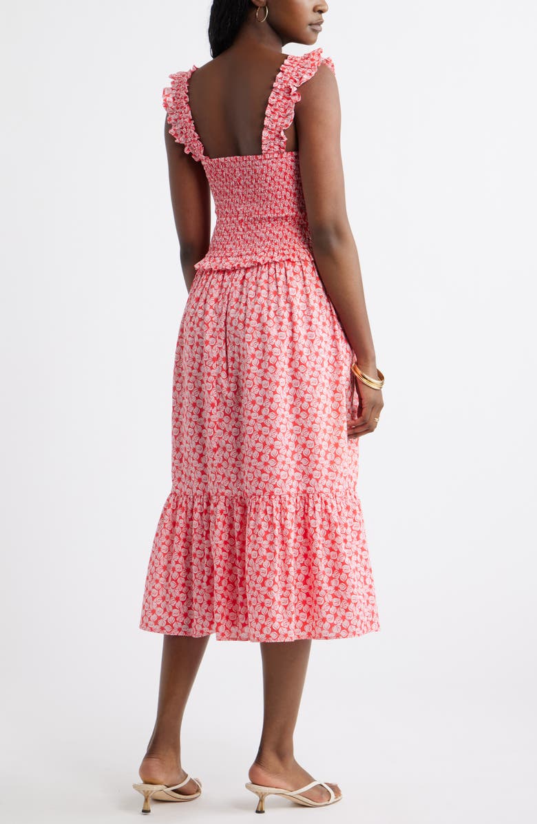 Caslon<sup>®</sup> Smocked Tiered Sundress, Alternate, color, Red Geranium- White Sea Geo