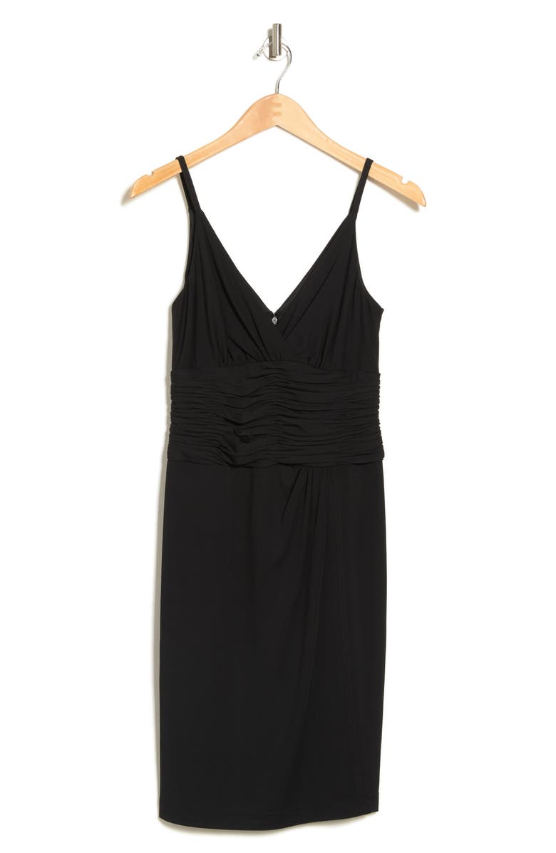 Calvin Klein V-Neck Sleeveless Ruched Jersey Crepe Short Dress, Alternate, color, 