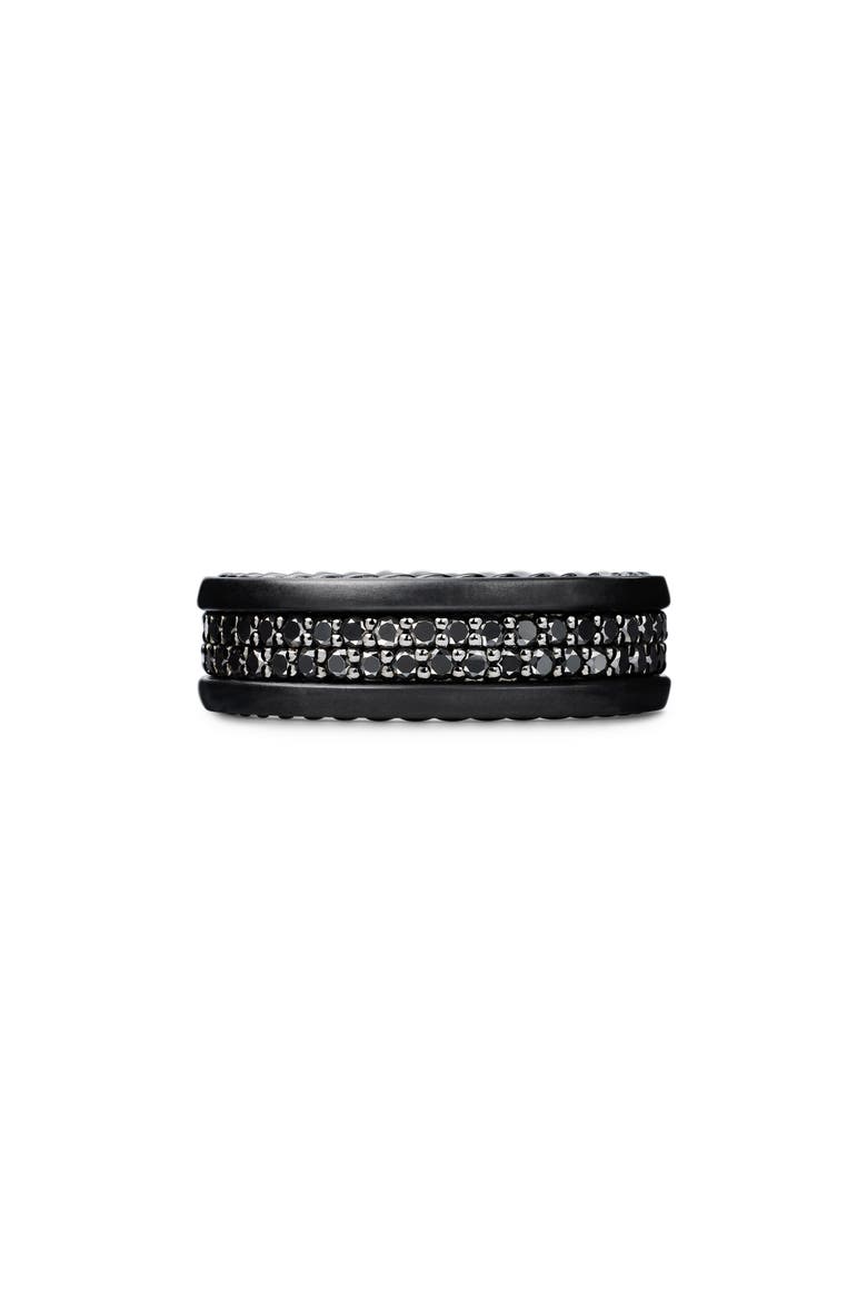 Streamline Two-Row Pavé Band Ring with Black Diamonds and Black Titanium, Main, color, BLACK TITANIUM/ BLACK DIAMOND