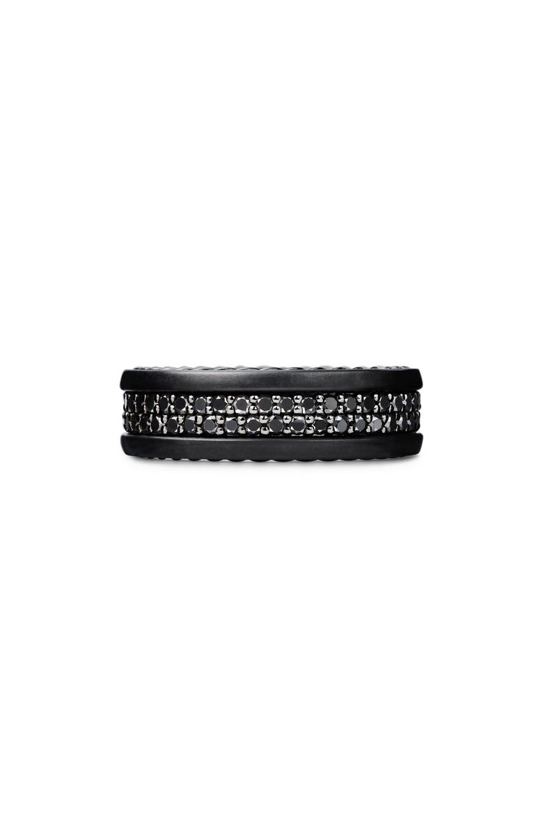 David Yurman Streamline Two-Row Pavé Band Ring with Black Diamonds and Black Titanium, Main, color, Black Titanium/ Black Diamond