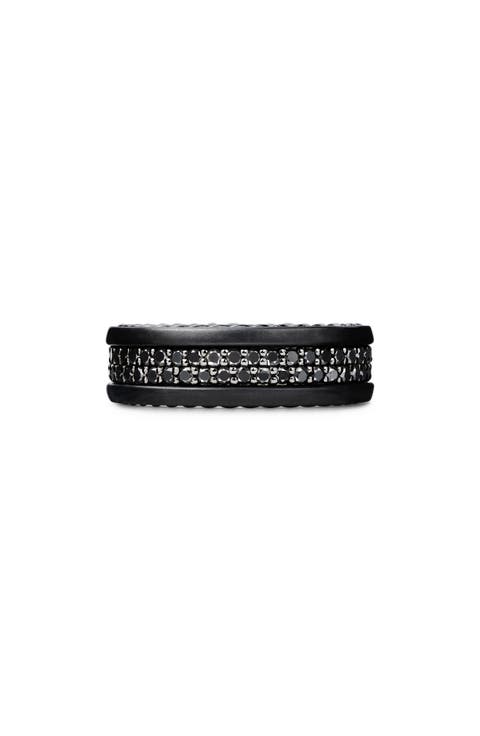 Streamline Two-Row Pavé Band Ring with Black Diamonds and Black Titanium