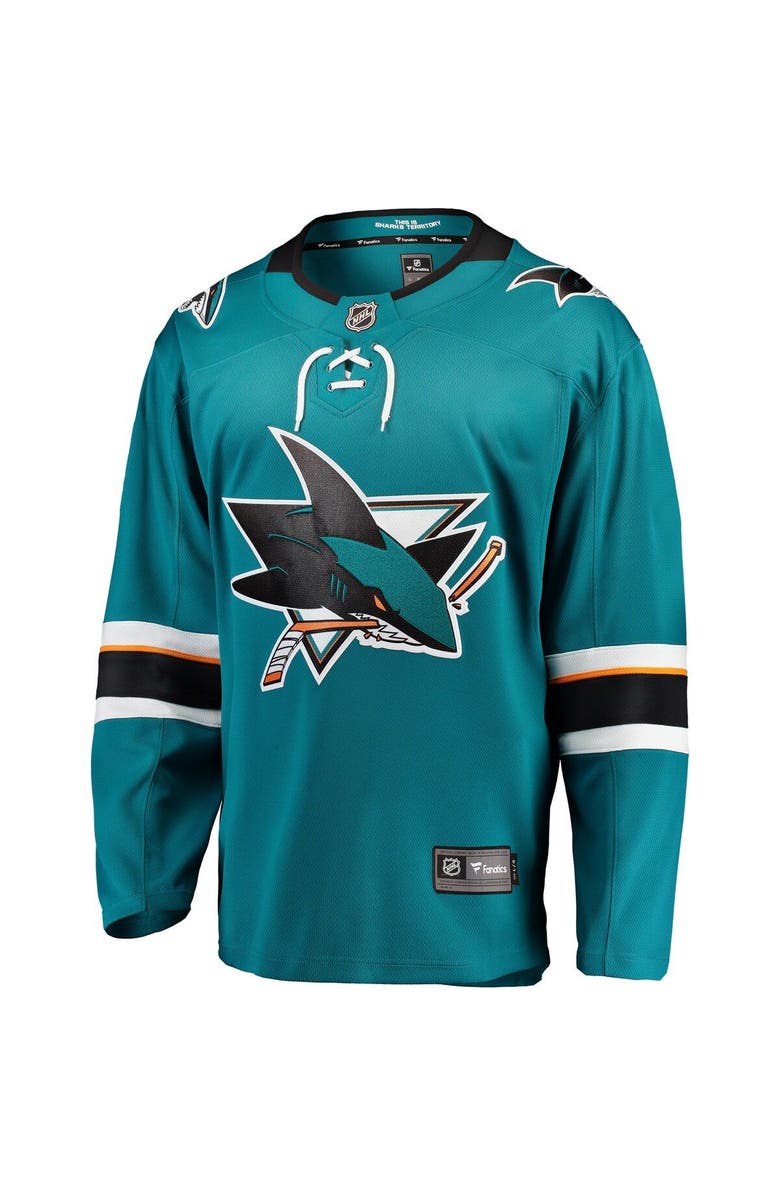 FANATICS Men's Fanatics Branded Teal San Jose Sharks Breakaway Home Jersey, Alternate, color, 