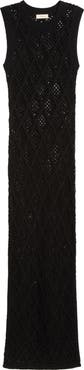 Elan Open Stitch Ruffle Hem Cover-Up Maxi Dress