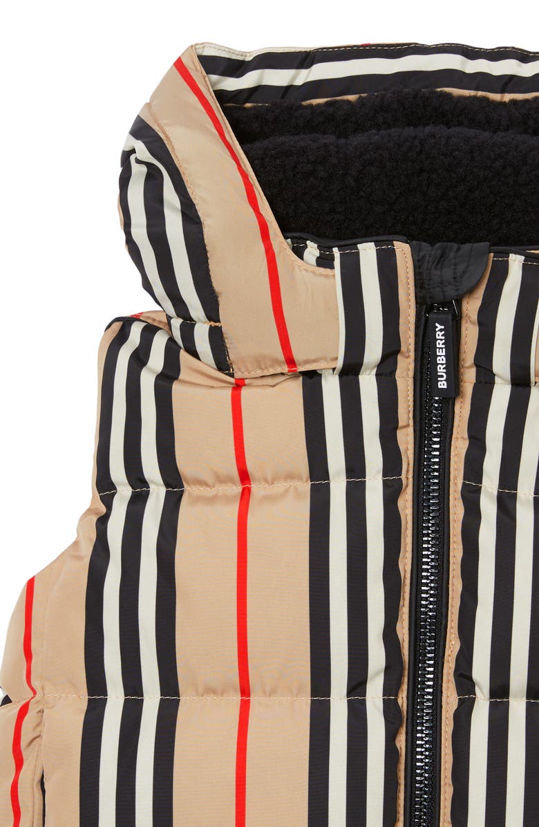 Burberry Leon Stripe Down Hooded Vest, Alternate, color, 