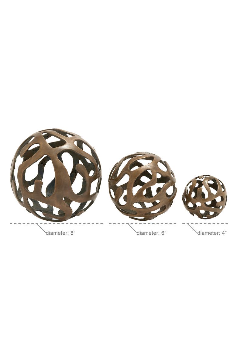 VIVIAN LUNE HOME Brass Aluminum Contemporary Geometric Sculpture - Set of 3, Alternate, color, Brass