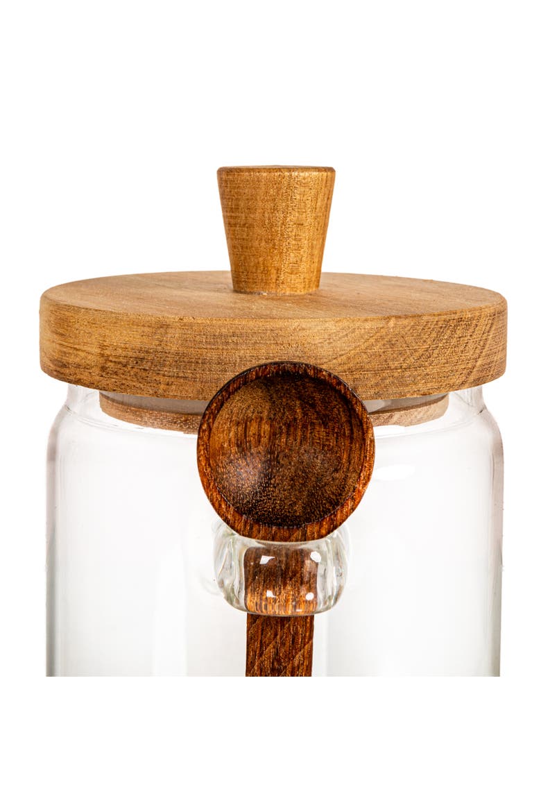Glass Canister with Wood Lid and Spoon, Natural, Alternate, color, Natural