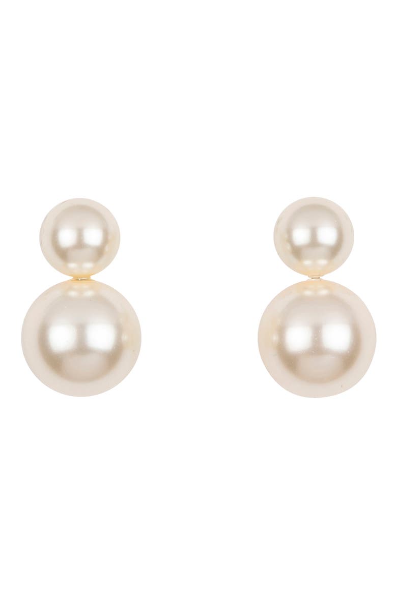 Iris Faux Pearl Drop Earrings, Main, color, PEARL