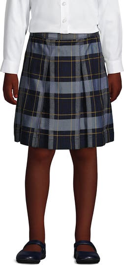 School Uniform Girls Plaid Box Pleat Skirt Top of the Knee