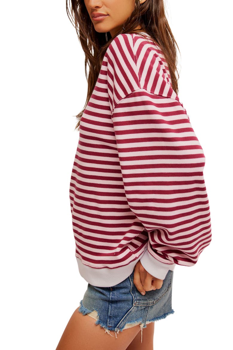 Oversize Stripe Sweatshirt, Alternate, color, RASPBERRY COMBO