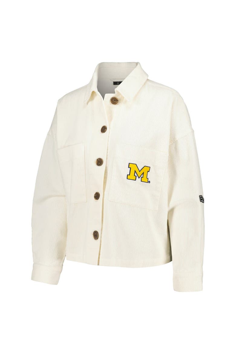 Women's Hype and Vice White Michigan Wolverines Corduroy Button-Up Jacket, Alternate, color, White