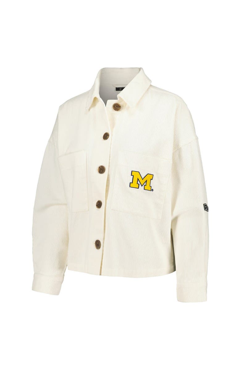 Hype and Vice Women's Hype and Vice White Michigan Wolverines Corduroy Button-Up Jacket, Alternate, color, White