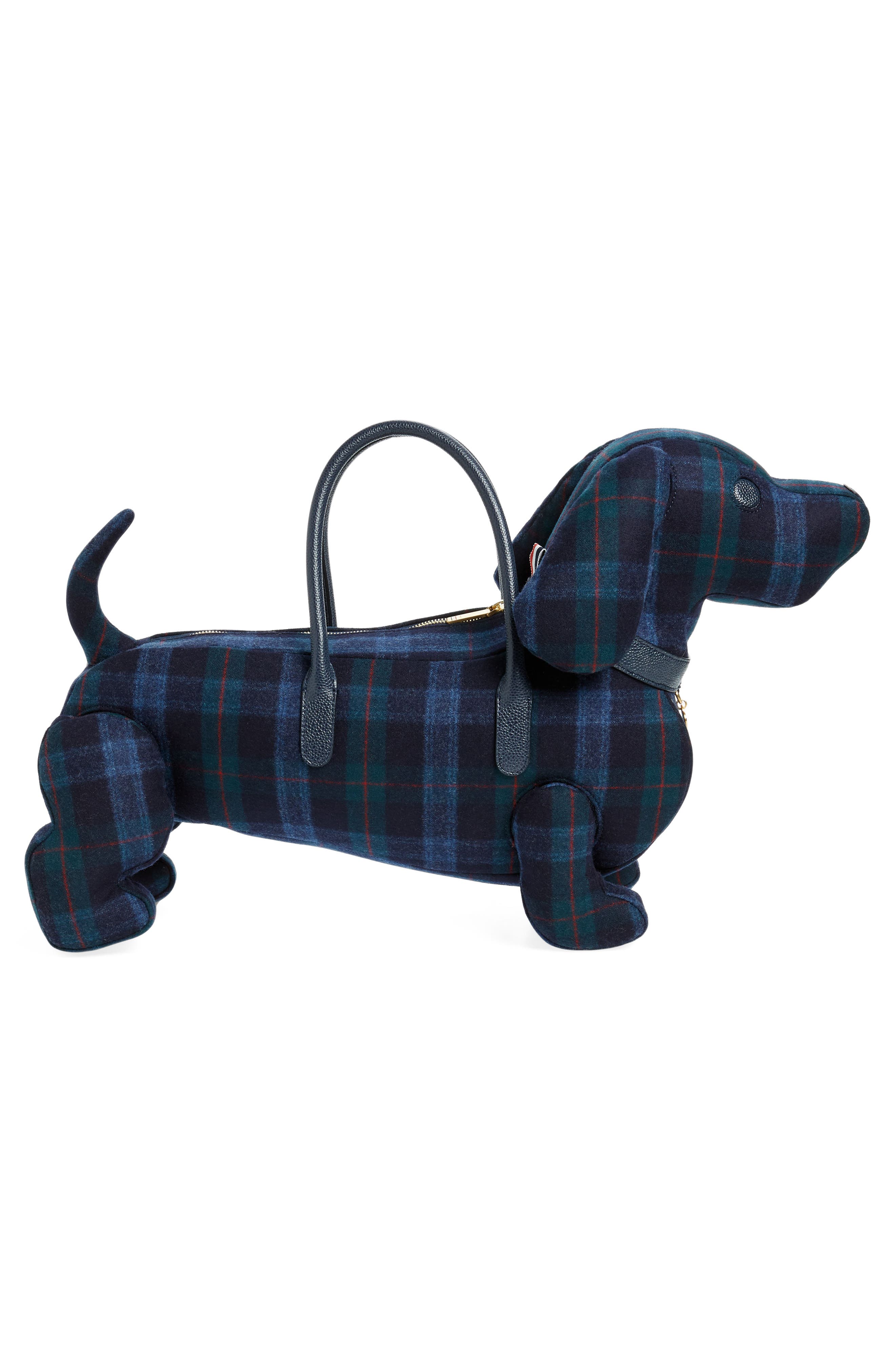 Thom Browne Hector TB Tartan Wool & Cashmere Top Handle Bag, Alternate, color, 