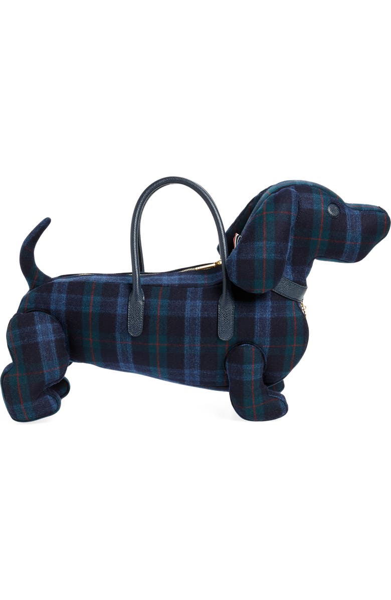 Thom Browne Hector TB Tartan Wool & Cashmere Top Handle Bag, Alternate, color,