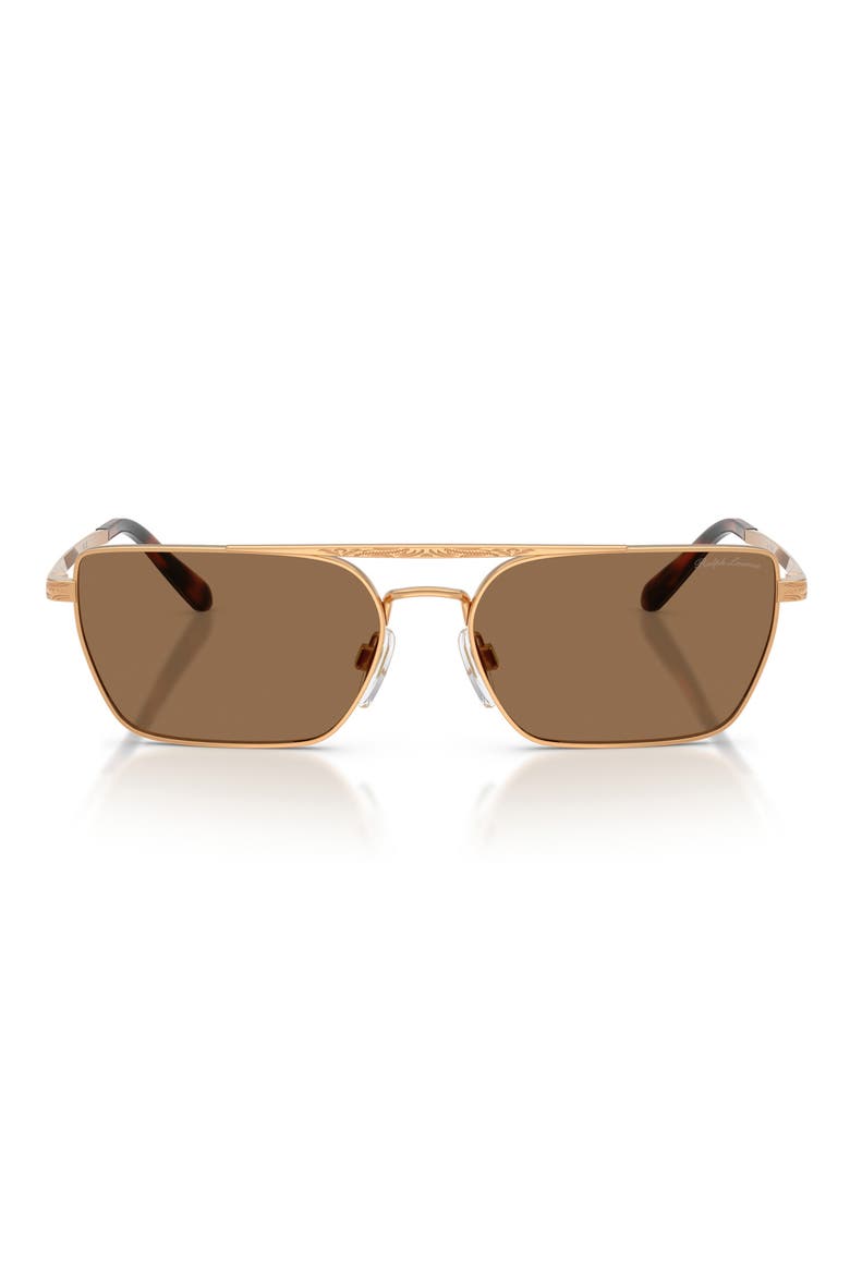58mm Rectangle Sunglasses, Main, color, ANTIQUE GOLD / LIGHT BROWN