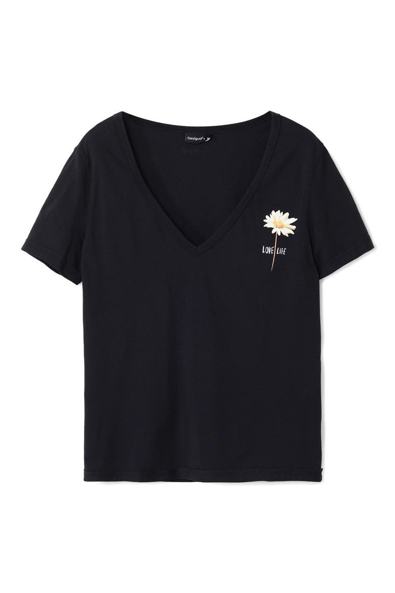 Vini Floral Cotton Graphic T-Shirt, Alternate, color, BLACK