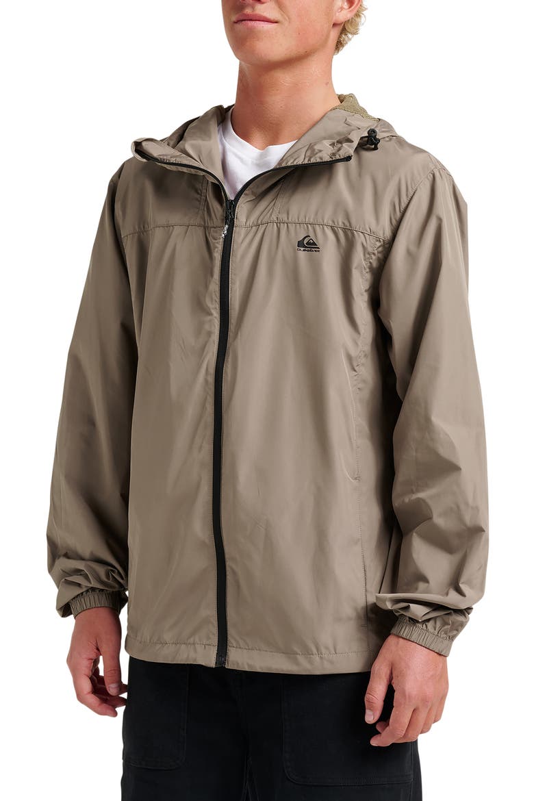 Overcast Water Repellent Hooded Windbreaker, Alternate, color, FALLEN ROCK